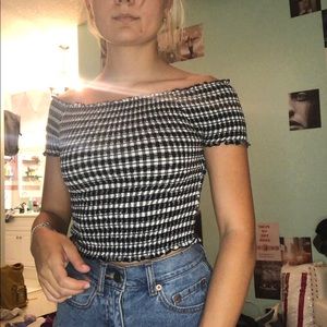 Gingham Off the Shoulder Top